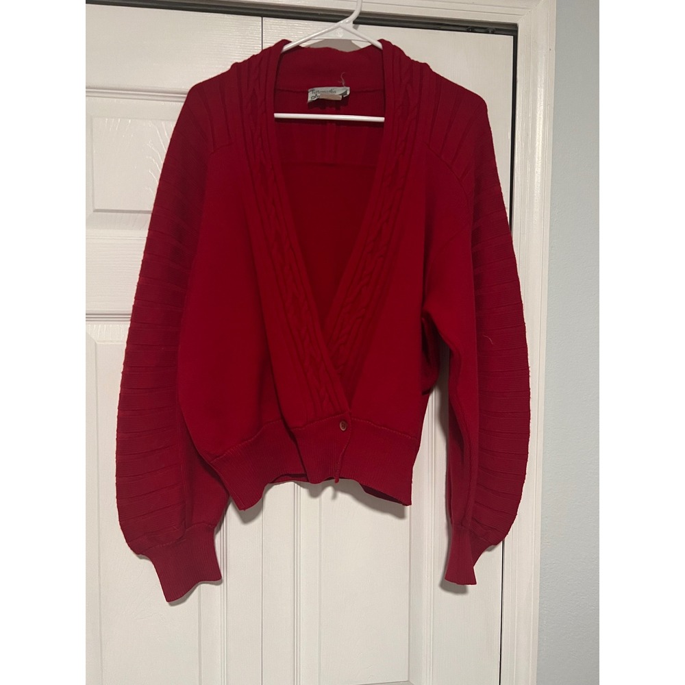 Tuttamaglia Gispa Italy Cardigan Cable Knit Cropped Red Sweater